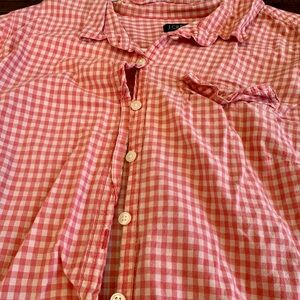 J. Crew Orange and White Gingham Shirt, Size S